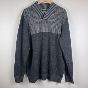 Method Mens Sweater XXL Gray Black Dark‎ Academia Grunge Grandpa Business Casual